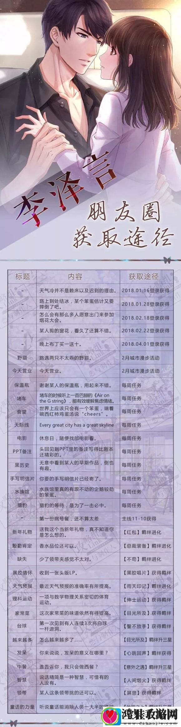 恋与制作人李泽言朋友圈大全