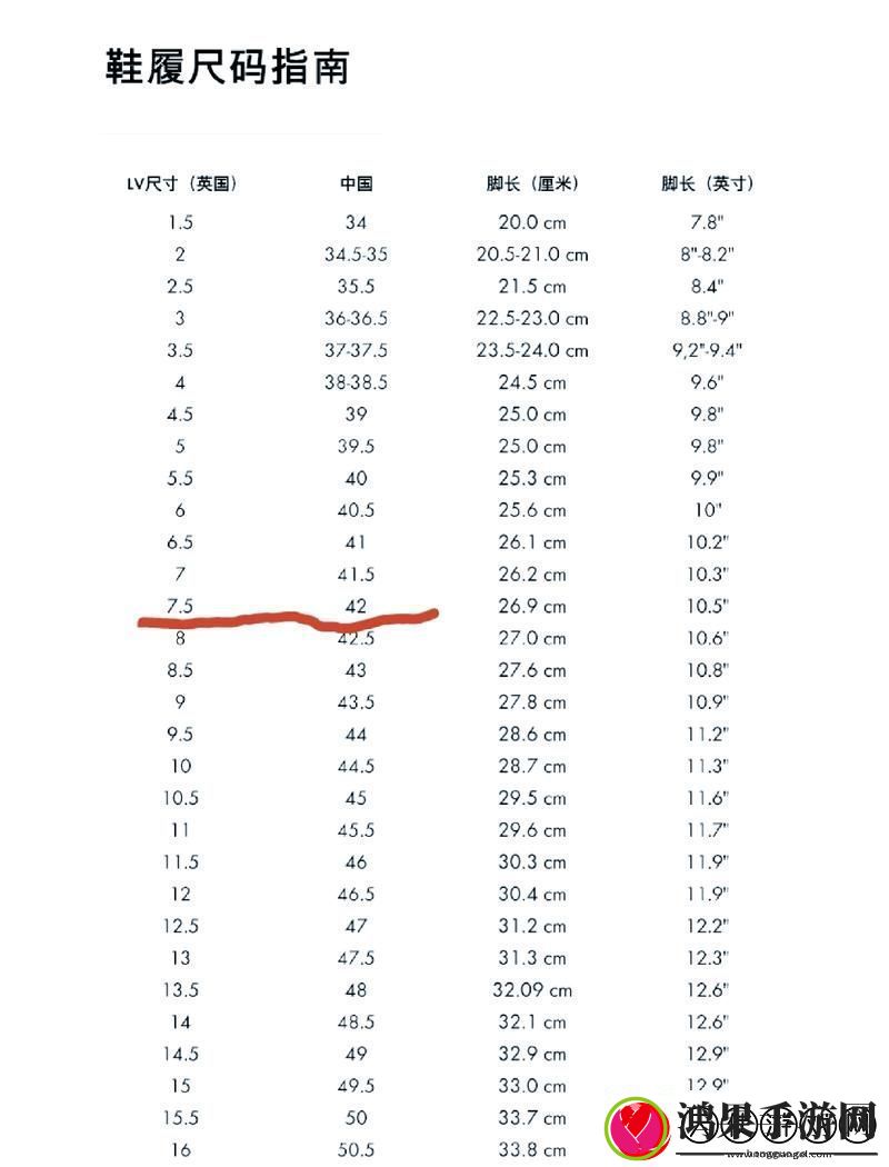 欧洲尺码、日本尺码、美国尺码、欧洲LV